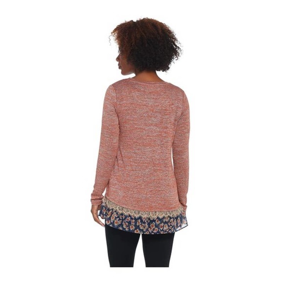 LOGO Lori Goldstein Space Dye Knit Top Mauve Small - Picture 2 of 9